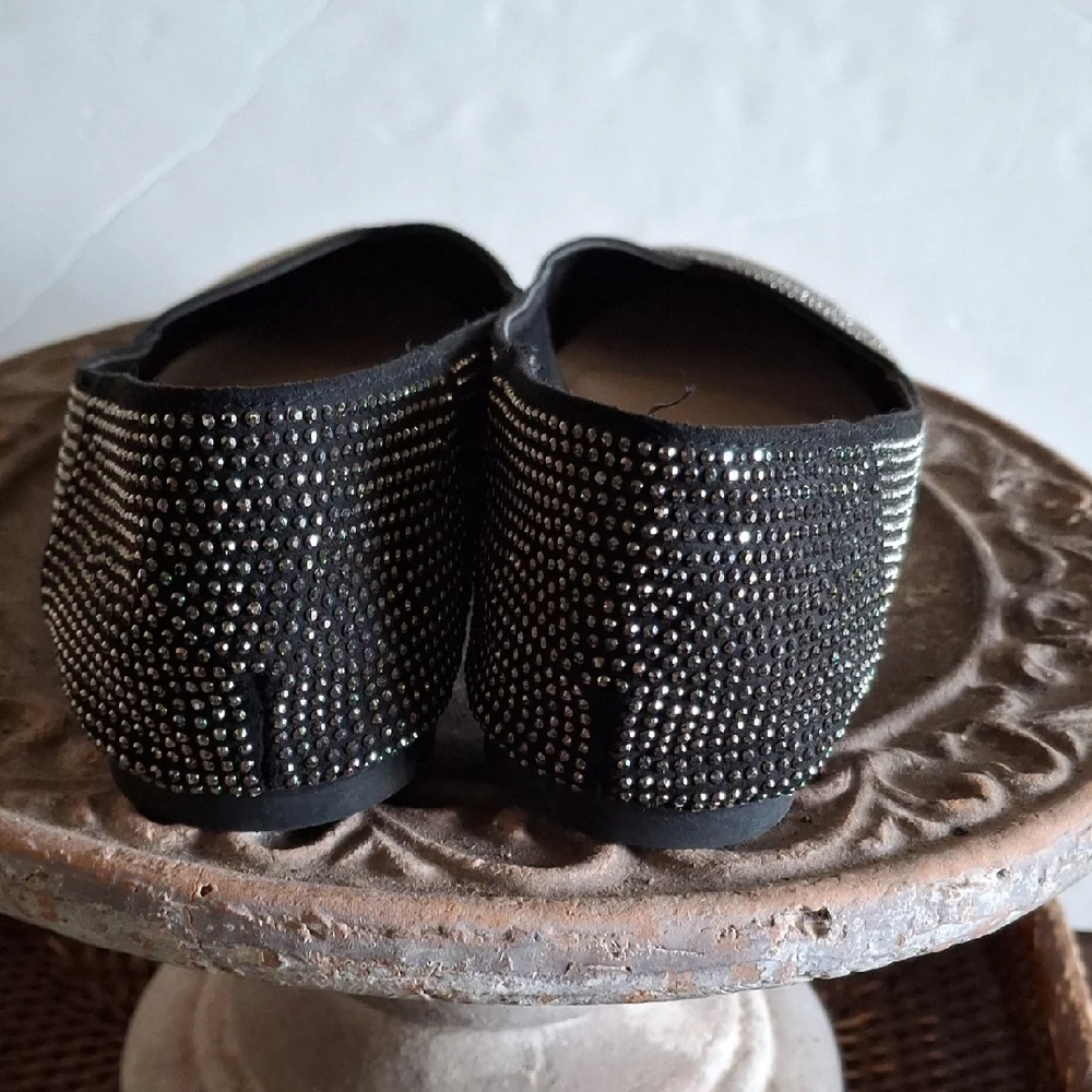 Rock & Candy Black Pointed Flats with Crystal Embellished Vamp